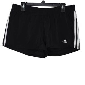 Adidas Women's Size Large Black White 3 Stripe Pacer Running Shorts
